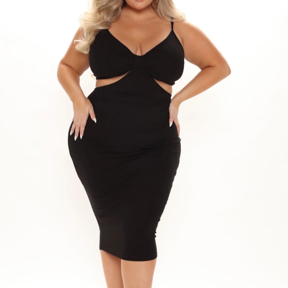 Fashion Nova Black Cut Out Midi Dress